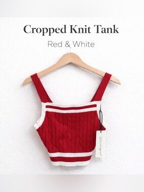 Freshman 1996 Red White Cropped Knit Tank Top Y2K Summer Small